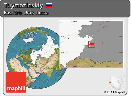 Satellite Location Map of Tuymazinskiy, highlighted country, highlighted grandparent region