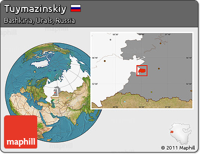 Satellite Location Map of Tuymazinskiy, highlighted country, highlighted grandparent region