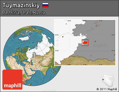 Satellite Location Map of Tuymazinskiy, highlighted country, highlighted grandparent region