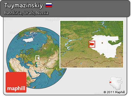 Satellite Location Map of Tuymazinskiy, highlighted parent region
