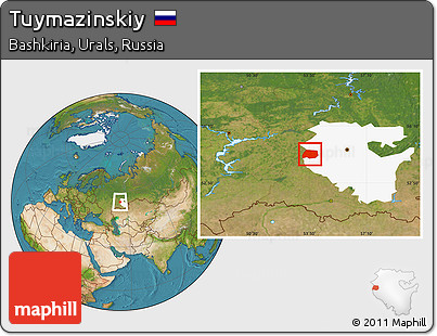 Satellite Location Map of Tuymazinskiy, highlighted parent region
