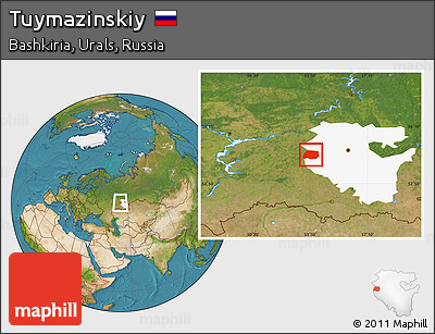 Satellite Location Map of Tuymazinskiy, highlighted parent region