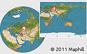 Satellite Location Map of Tuymazinskiy, highlighted parent region, highlighted grandparent region, within the entire country