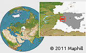Satellite Location Map of Tuymazinskiy, highlighted parent region, highlighted grandparent region