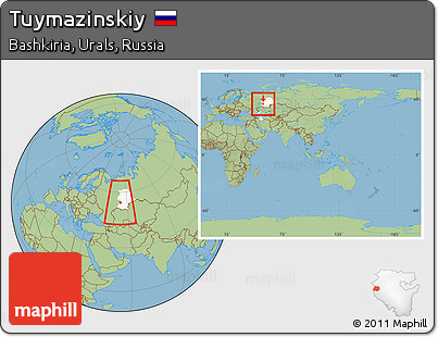 Savanna Style Location Map of Tuymazinskiy, highlighted grandparent region, within the entire country