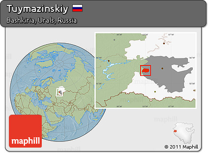 Savanna Style Location Map of Tuymazinskiy, highlighted parent region, highlighted grandparent region, hill shading