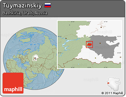 Savanna Style Location Map of Tuymazinskiy, highlighted parent region, highlighted grandparent region, hill shading