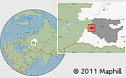 Savanna Style Location Map of Tuymazinskiy, highlighted parent region, highlighted grandparent region, hill shading