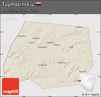 Shaded Relief Map of Tuymazinskiy, cropped outside