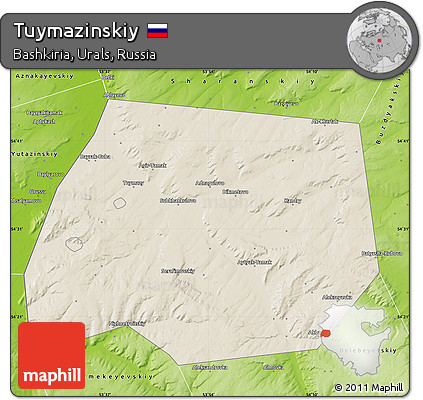Shaded Relief Map of Tuymazinskiy, physical outside