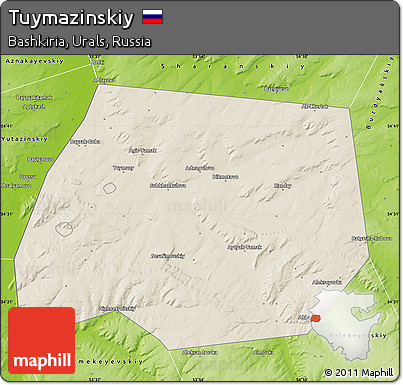 Shaded Relief Map of Tuymazinskiy, physical outside