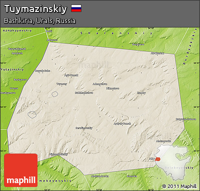Shaded Relief Map of Tuymazinskiy, physical outside