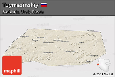 Shaded Relief Panoramic Map of Tuymazinskiy, cropped outside