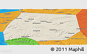 Shaded Relief Panoramic Map of Tuymazinskiy, political outside