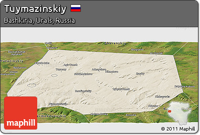 Shaded Relief Panoramic Map of Tuymazinskiy, satellite outside