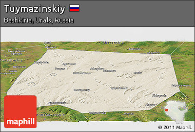 Shaded Relief Panoramic Map of Tuymazinskiy, satellite outside