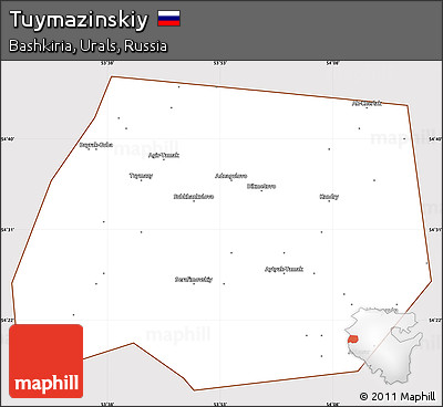 Classic Style Simple Map of Tuymazinskiy, cropped outside