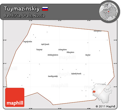 Classic Style Simple Map of Tuymazinskiy, cropped outside