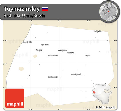 Classic Style Simple Map of Tuymazinskiy, single color outside