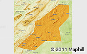 Political 3D Map of Uchaly, physical outside