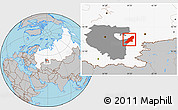 Gray Location Map of Uchaly, highlighted country, highlighted parent region