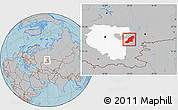 Gray Location Map of Uchaly, highlighted parent region, hill shading