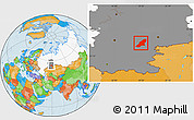 Political Location Map of Uchaly, highlighted country, highlighted grandparent region