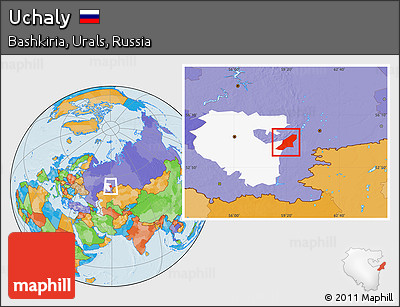 Political Location Map of Uchaly, highlighted parent region