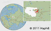 Savanna Style Location Map of Uchaly, highlighted parent region, hill shading