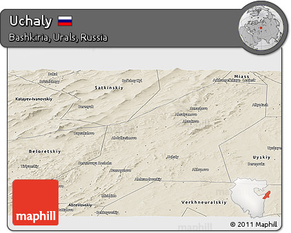 Shaded Relief Panoramic Map of Uchaly