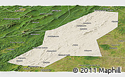 Shaded Relief Panoramic Map of Uchaly, satellite outside