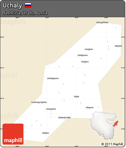 Classic Style Simple Map of Uchaly, single color outside