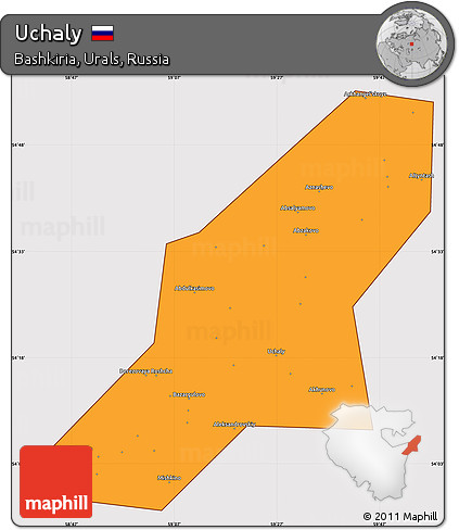 Political Simple Map of Uchaly, cropped outside