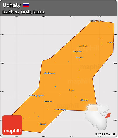 Political Simple Map of Uchaly, cropped outside