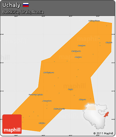 Political Simple Map of Uchaly, single color outside