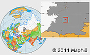 Political Location Map of Ufa, highlighted country, highlighted grandparent region