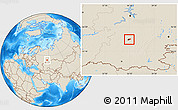 Shaded Relief Location Map of Ufa