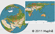 Satellite Location Map of Komi Republic, within the entire country