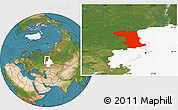 Satellite Location Map of Komi Republic, highlighted parent region
