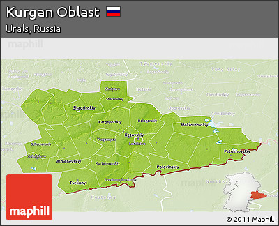 Physical 3D Map of Kurgan Oblast, lighten