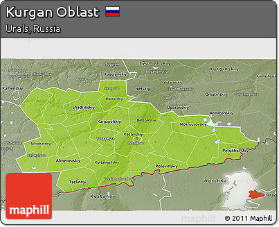 Physical 3D Map of Kurgan Oblast, semi-desaturated