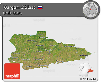 Satellite 3D Map of Kurgan Oblast, single color outside