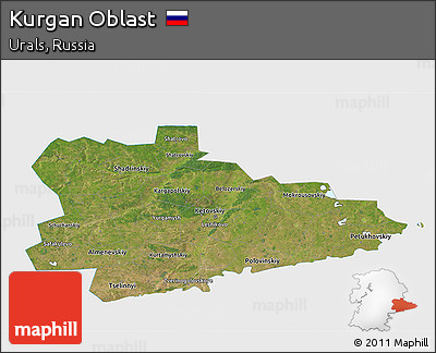 Satellite 3D Map of Kurgan Oblast, single color outside