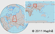 Gray Location Map of Kurgan, within the entire country