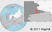 Gray Location Map of Kurgan, highlighted country, highlighted grandparent region