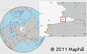 Gray Location Map of Kurgan, highlighted grandparent region