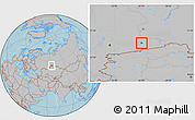 Gray Location Map of Kurgan, hill shading