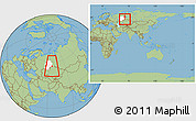 Savanna Style Location Map of Kurgan, highlighted grandparent region, within the entire country