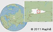 Savanna Style Location Map of Kurgan, highlighted parent region, hill shading