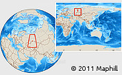 Shaded Relief Location Map of Kurgan, within the entire country